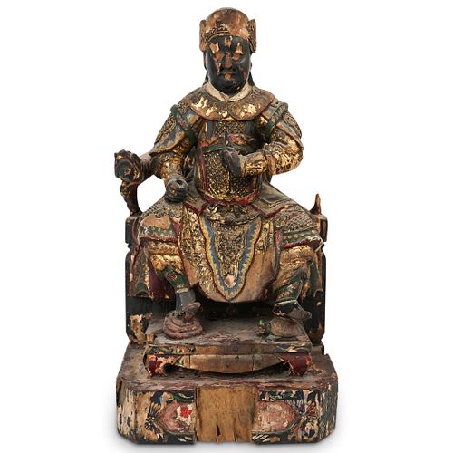 CHINESE SEATED EMPEROR BUDDHA WOODEN