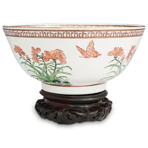 CHINESE PORCELAIN MOTTAHEDEH BASIN BOWLDESCRIPTION: