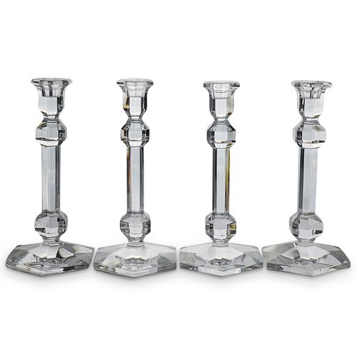 (4PC) VAL SAINT LAMBERT CRYSTAL CANDLESTICKSDESCRIPTION: