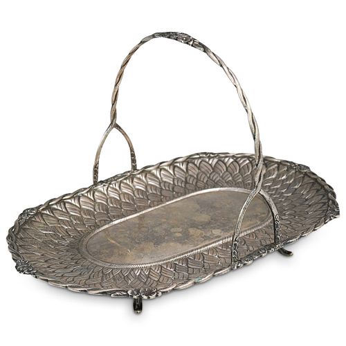 STERLING SILVER FOOTED BASKET TRAYDESCRIPTION: