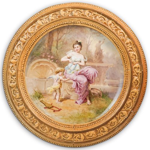 AUSTRIAN SIGNED FRAMED PORCELAIN 38fd32