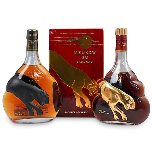  2 PC FRENCH MEUKOW COGNAC BOTTLESDESCRIPTION  38fd62