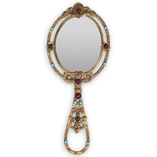 ANTIQUE GILT BRONZE HAND MIRRORDESCRIPTION: