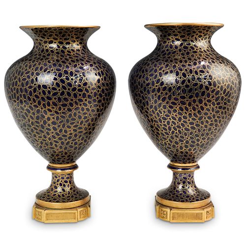 PAIR OF SEVRES PORCELAIN AND BRONZE