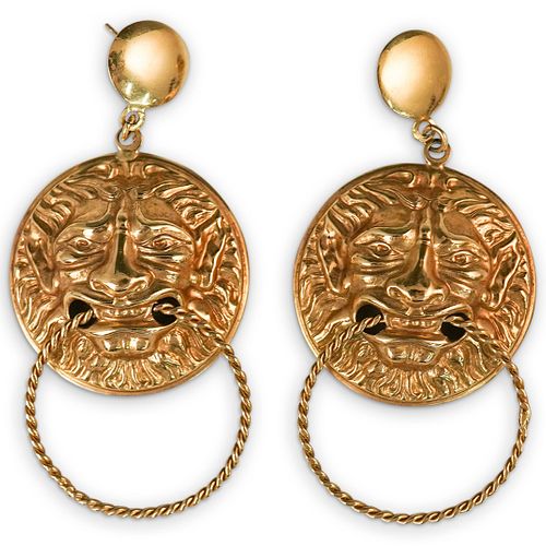 PAIR OF 18K GOLD LION HEAD EARRINGSDESCRIPTION  38fdeb