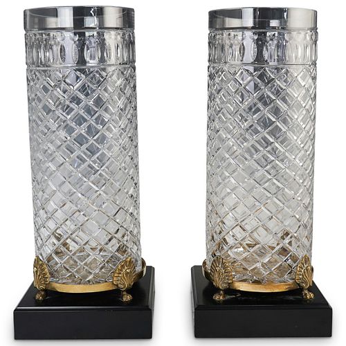 PAIR OF LARGE CRYSTAL CUT GLASS 38fdf8
