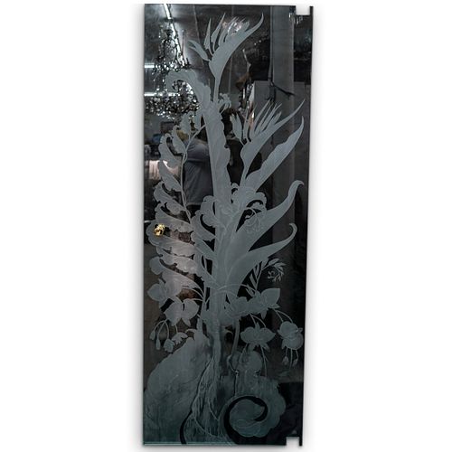 FLORAL ETCHED GLASS SHOWER DOORDESCRIPTION: