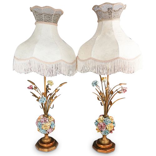 PAIR OF ITALIAN FLORAL TABLE LAMPSDESCRIPTION  38fe42