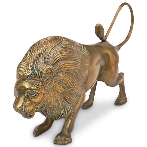 MID- CENTURY BRASS LION SCULPTURE