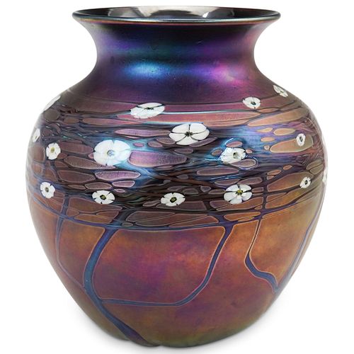 ZELLIQUE STUDIOS FLORAL ART GLASS VASEDESCRIPTION: