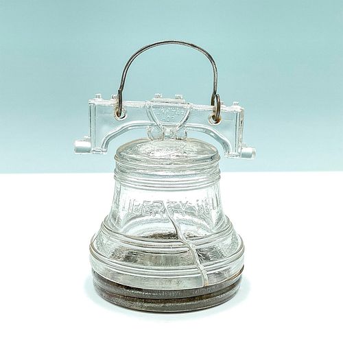 LIBERTY BELL GLASS CANDY CONTAINER WITH