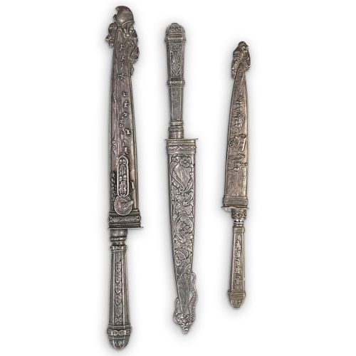 (3 PCS) SILVER PLATED GAUCHO KNIVESDESCRIPTION: