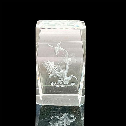 VINTAGE CRYSTAL CLEAR FAIRY FLORAL PAPERWEIGHTA