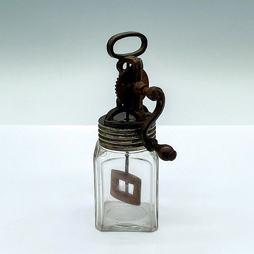 VINTAGE MINIATURE GLASS BUTTER CHURNA