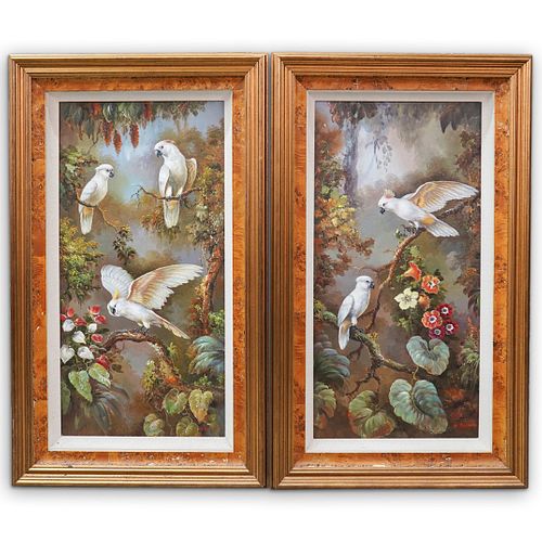 PAIR OF SIGNED PARROT OIL PAINTINGSDESCRIPTION: