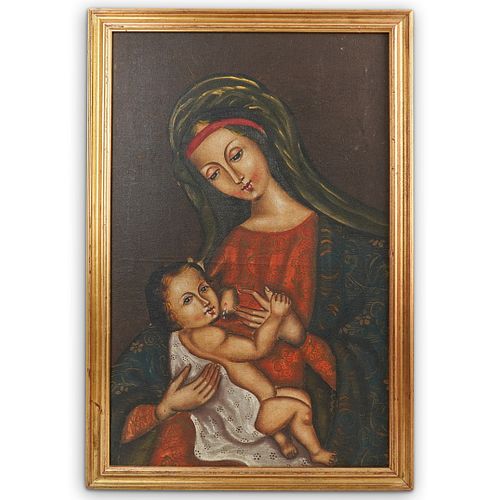 19TH CENT. MADONNA AND CHILD OIL