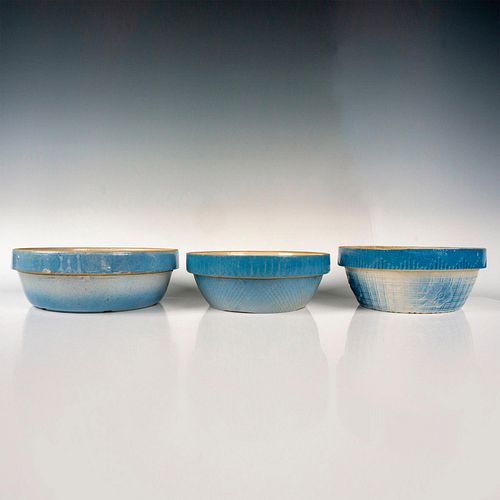 3PC ANTIQUE STONEWARE MIXING BOWLSEarly 390060