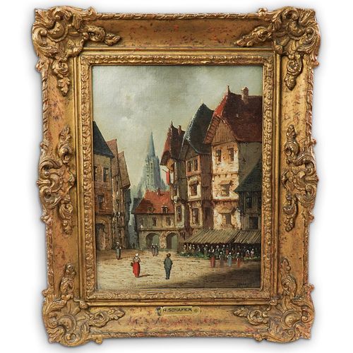 19TH CENT H SCHAFER OIL PAINTING 390068