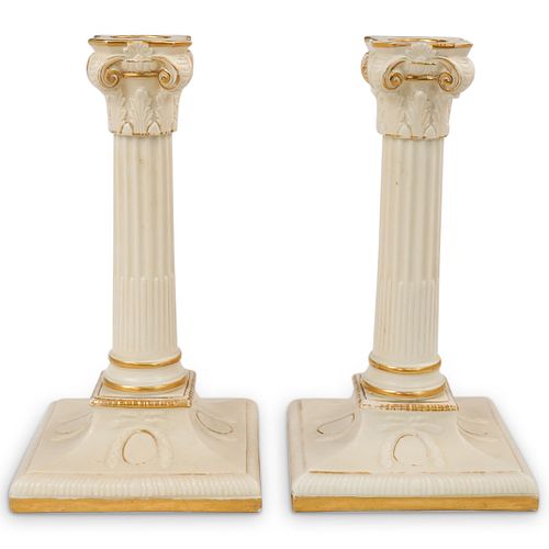 A PAIR OF ROYAL WORCESTER CANDLE 39007b