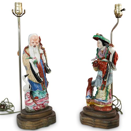  2 PC PAIR OF CHINESE FIGURAL 3900be