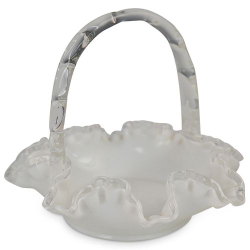 FENTON ART GLASS CANDY DISH BASKETDESCRIPTION: