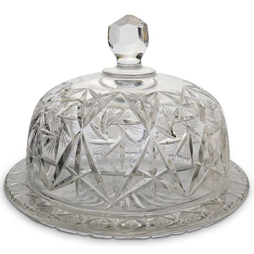 CRYSTAL GLASS CAKE DOMED PLATEDESCRIPTION: