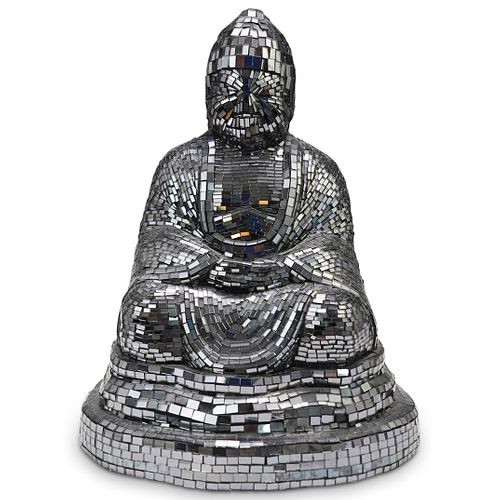 MOSAIC MIRRORED BUDDHA STATUEDESCRIPTION: