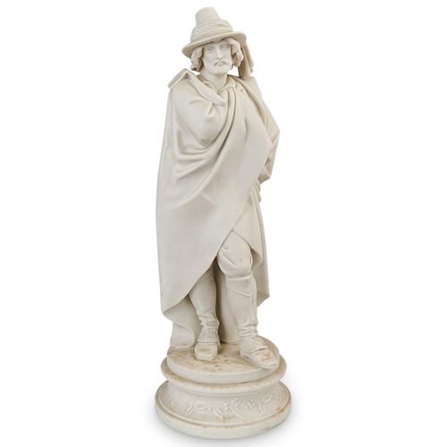 BISQUE PORCELAIN CONQUISTADOR STATUEDESCRIPTION: