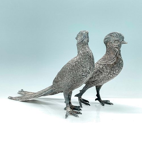 PAIR OF SILVER PLATED PHEASANTS 39014e