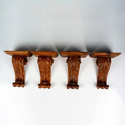 4PC VINTAGE WOODEN ACANTHUS WALL 390154