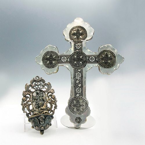 2PC RELIGIOUS CROSS AND WALL POCKETAluminum