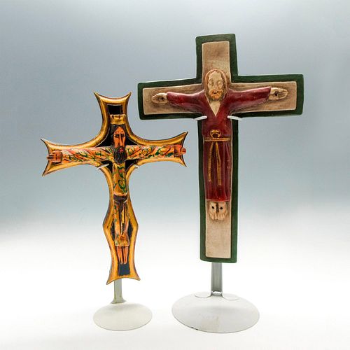 2PC RELIGIOUS CERAMIC AND WOOD 390169