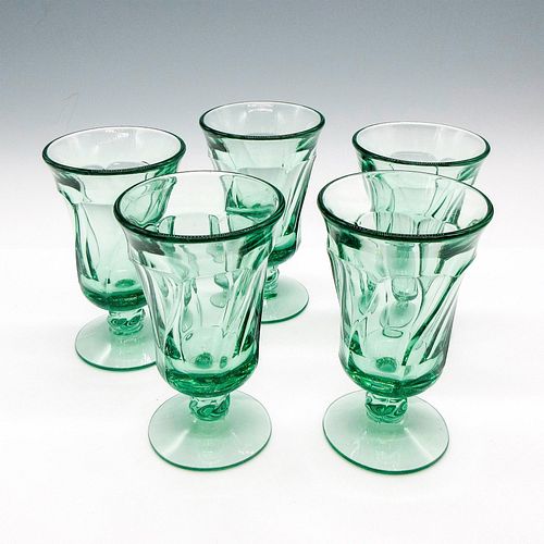 5PC FOSTORIA JAMESTOWN GREEN DRINKING 3901fb