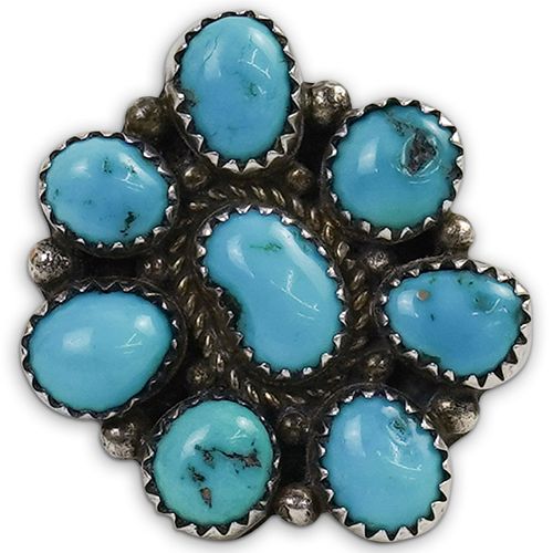 STERLING SILVER AND TURQUOISE RING 390272