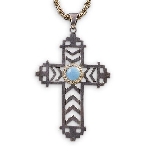 STERLING SILVER AND TURQUOISE PENDANT 390296