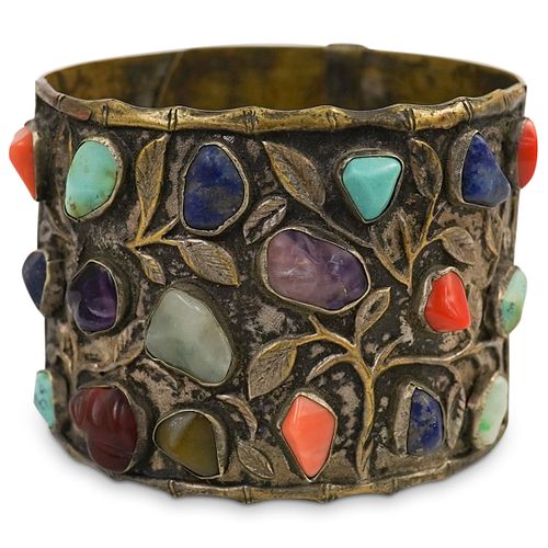 ANTIQUE CHINESE GEMSTONE CUFF BRACELETDESCRIPTION  3902ec