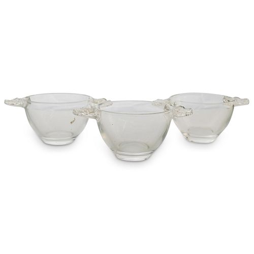 (3 PC) LALIQUE GLASS BOWL SETDESCRIPTION: