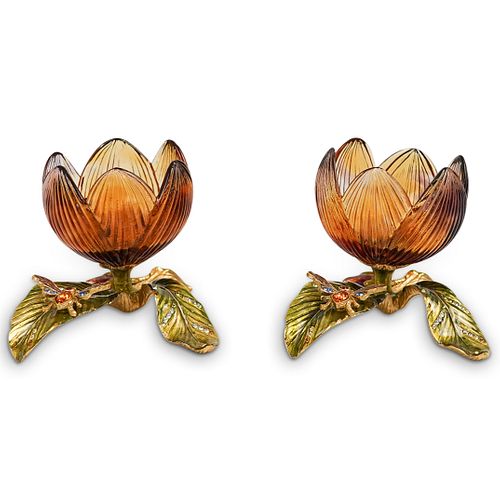 (2 PC) JAY STRONGWATER FLOWER JEWELED