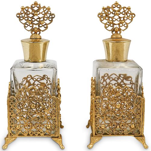 FRENCH GILT BRONZE CRYSTAL PERFUME 39039f