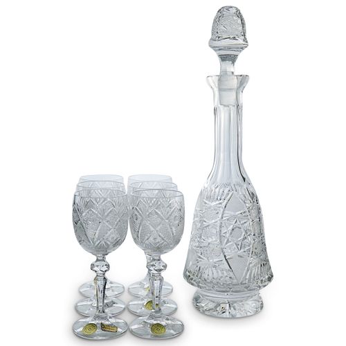 (7 PC) BOHEMIAN CRYSTAL GLASS DECANTER