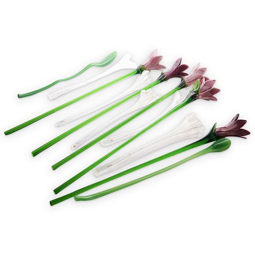  12 PC ASSORTED GLASS FLOWERS 3903b2