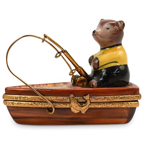 LIMOGES LA GLORIETTE FISHING BEAR 3903e0