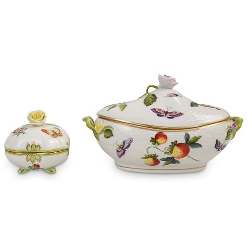  2 PCS HEREND PORCELAIN QUEEN 3903fc