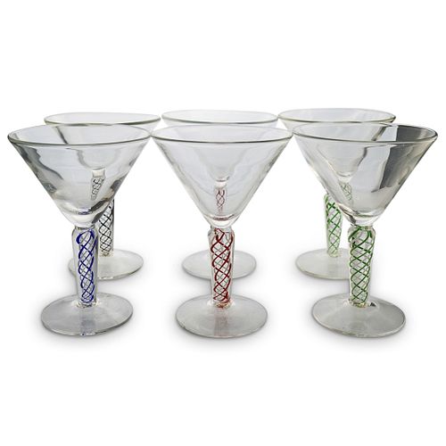  6 PCS ART GLASS MARTINI GLASSES 39040f