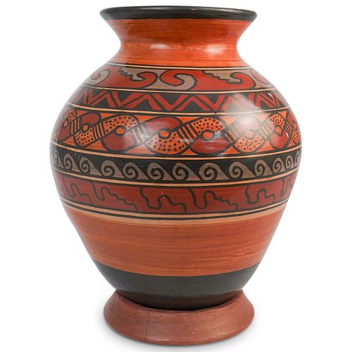 COSTA RICAN HAND PAINTED POTTERY VASEDESCRIPTION: