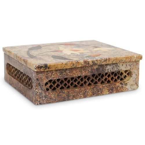 SEMI PRECIOUS INLAID STONE BOXDESCRIPTION: