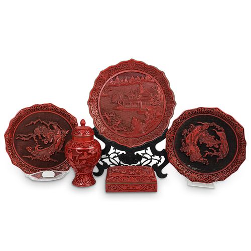  5PC CHINESE CINNABAR COLLECTIONDESCRIPTION  390441