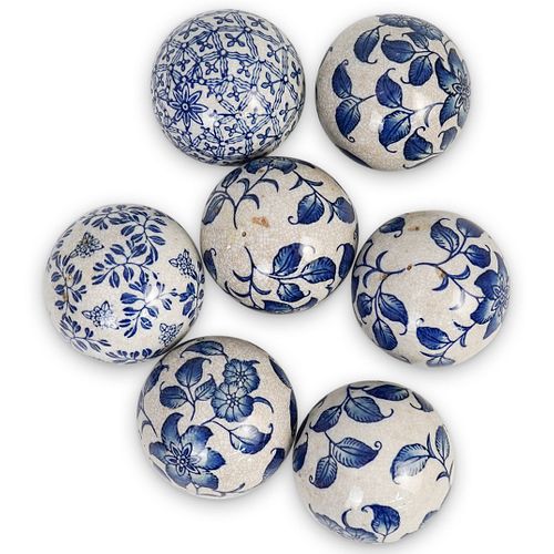  7 PC CHINESE BLUE WHITE PORCELAIN 390443