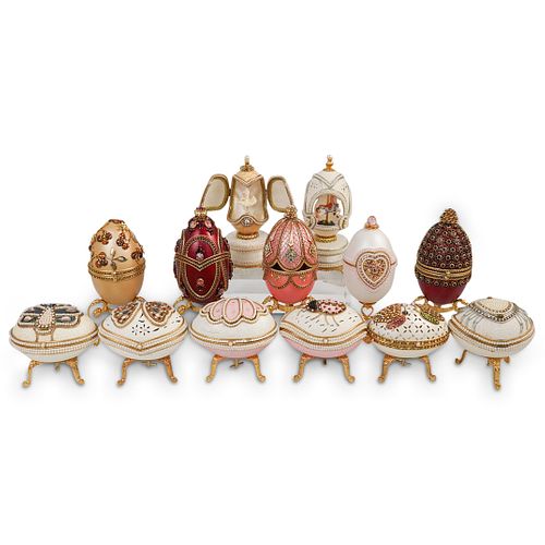 (13 PC) DECORATIVE EGG MUSIC BOXESDESCRIPTION: