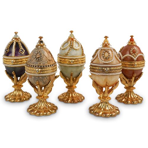  5 PC DECORATIVE STONE AND GILT 390474